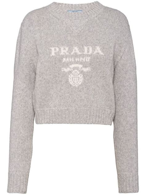 prada cropped-pullover aus kaschmir|Prada Intarsien.